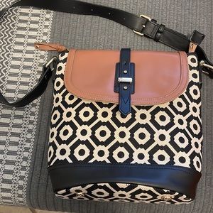 Spartina 449 leather and linen shoulder bag